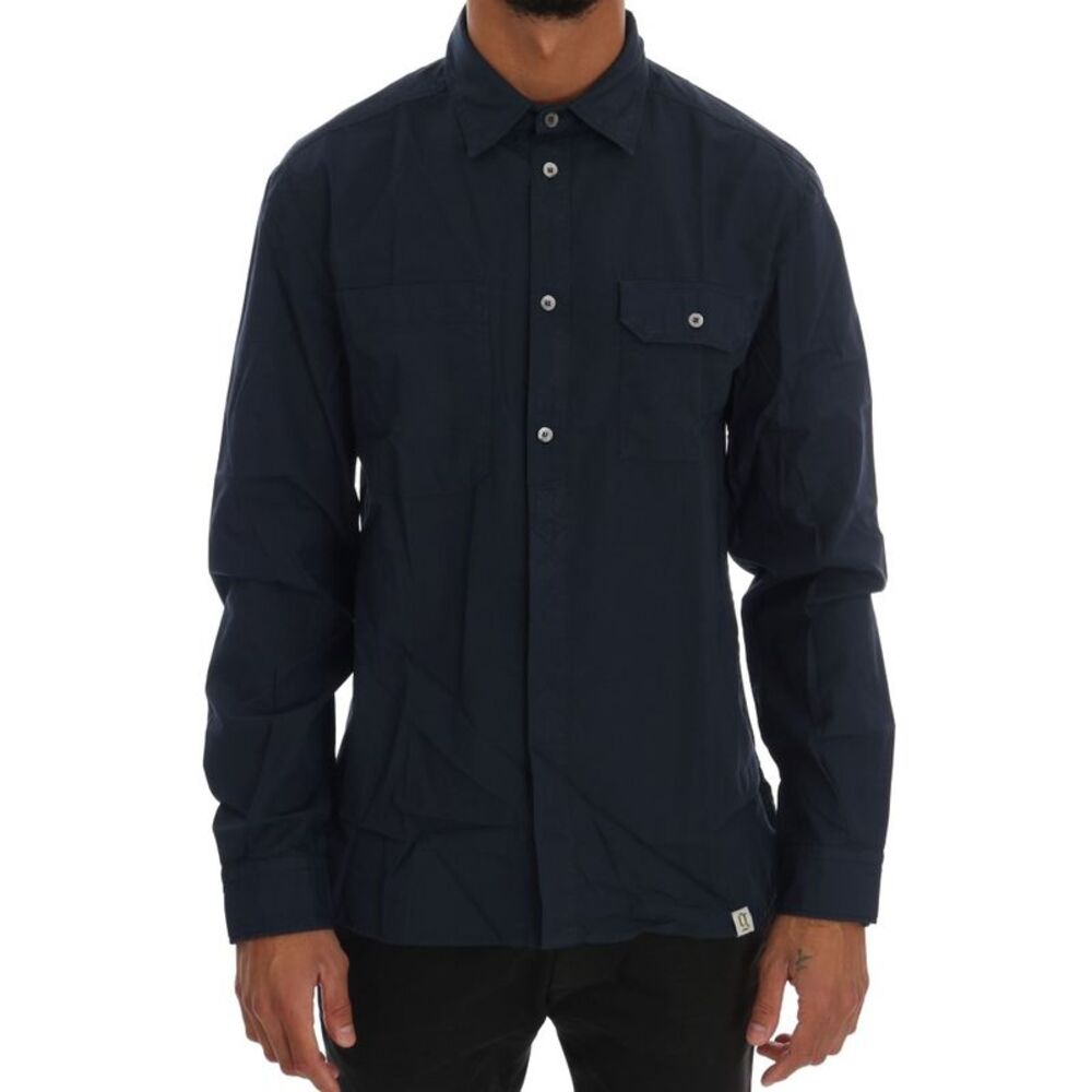 John Galliano Blue Casual Cotton Long Sleeve Men's Shirt